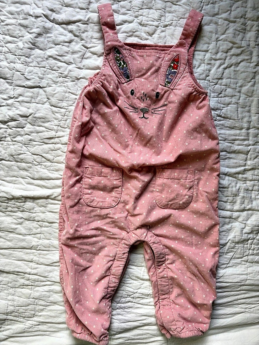 Baby Boden Pink Bunny Overalls in 12-18 months - Like New